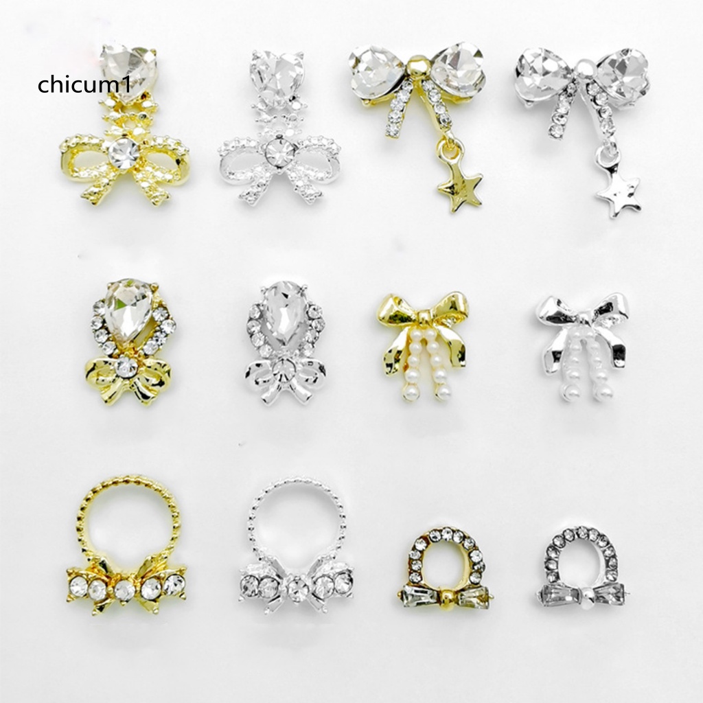 Set 10 Phụ Kiện Trang Trí Móng Tay 3D Bằng Hợp Kim Tiện Dụng