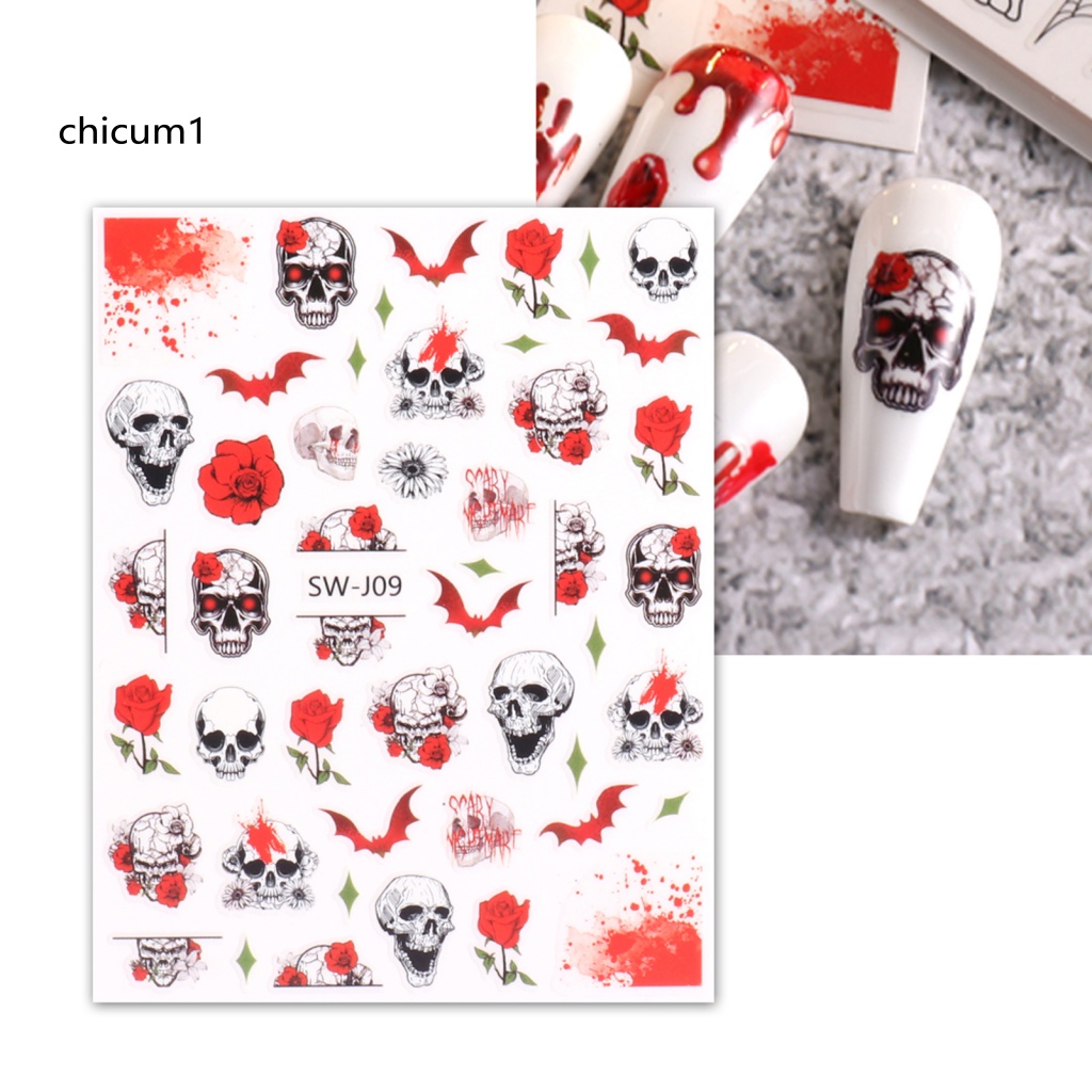 Miếng Dán Trang Trí Móng Tay Nhiều Phong Cách Halloween Chống Nước