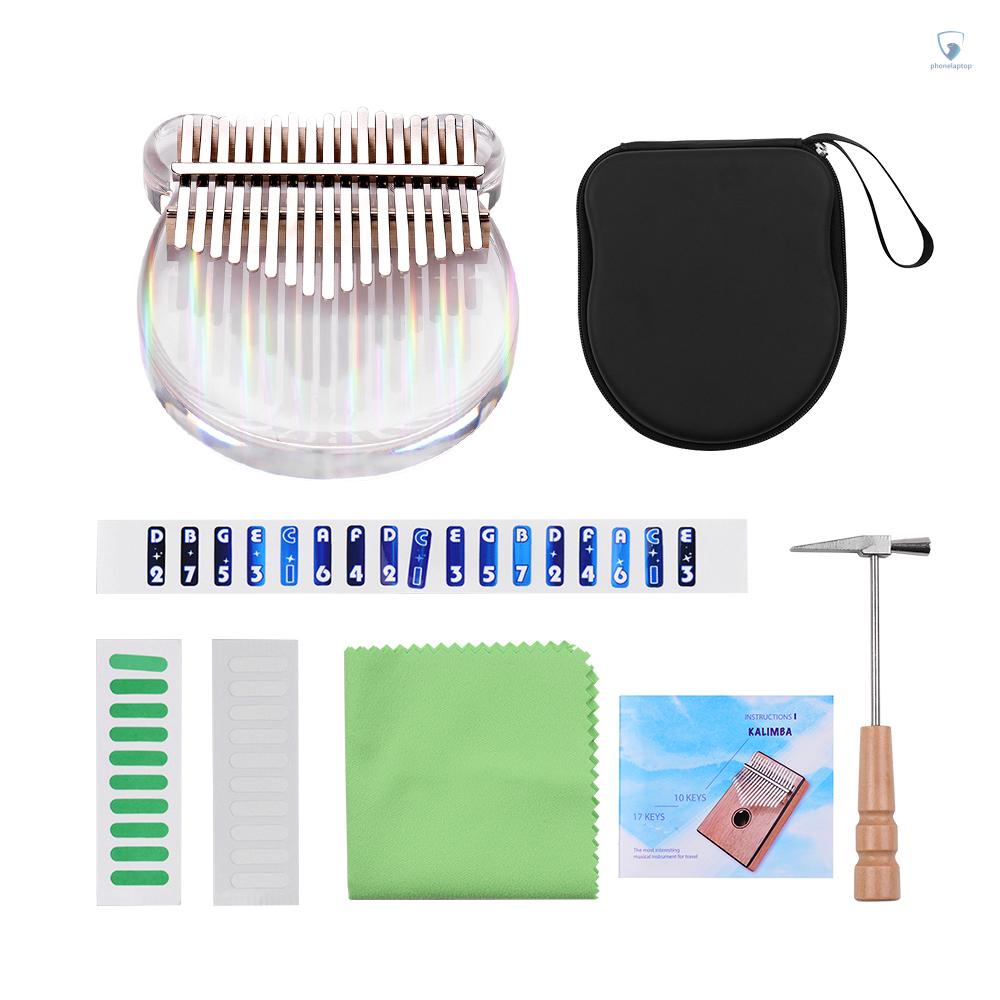 Miếng Dán Ghi Chú 17 Phím Đàn Kalimba Bằng Acrylic Trong Suốt Kèm Túi Đựng Tiện Dụng