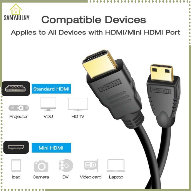 Cáp ChuyểN ĐổI HDMI Mini C Sang ĐầU CắM Chuẩn HD 1080P Mạ VàNg 1M Chuyên DụNg Cho TV
