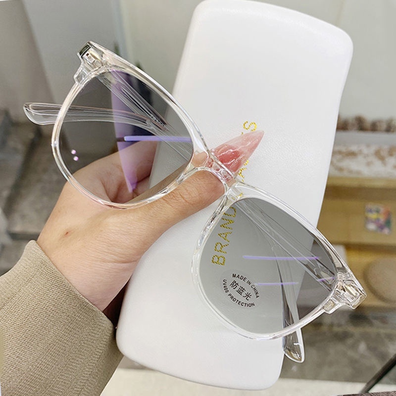 Kính đổi màu+kính cận có độ 0.5~6.0 Kính Cận Siêu Nhẹ Chống Tia Cực Tím Thời Trang Cho Nữ，kính tròn trong suốt nữ，gọng kính cậ