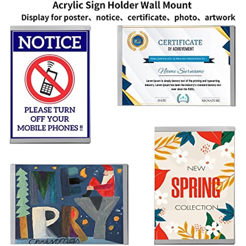 Bộ 3 / 6 Giá Đỡ Biển Báo Khổ A4 Bằng Acrylic Có Nam Châm Dán Tường Tiện Dụng Cho Văn Phòng / Nhà Hàng / Nhà Hàng
