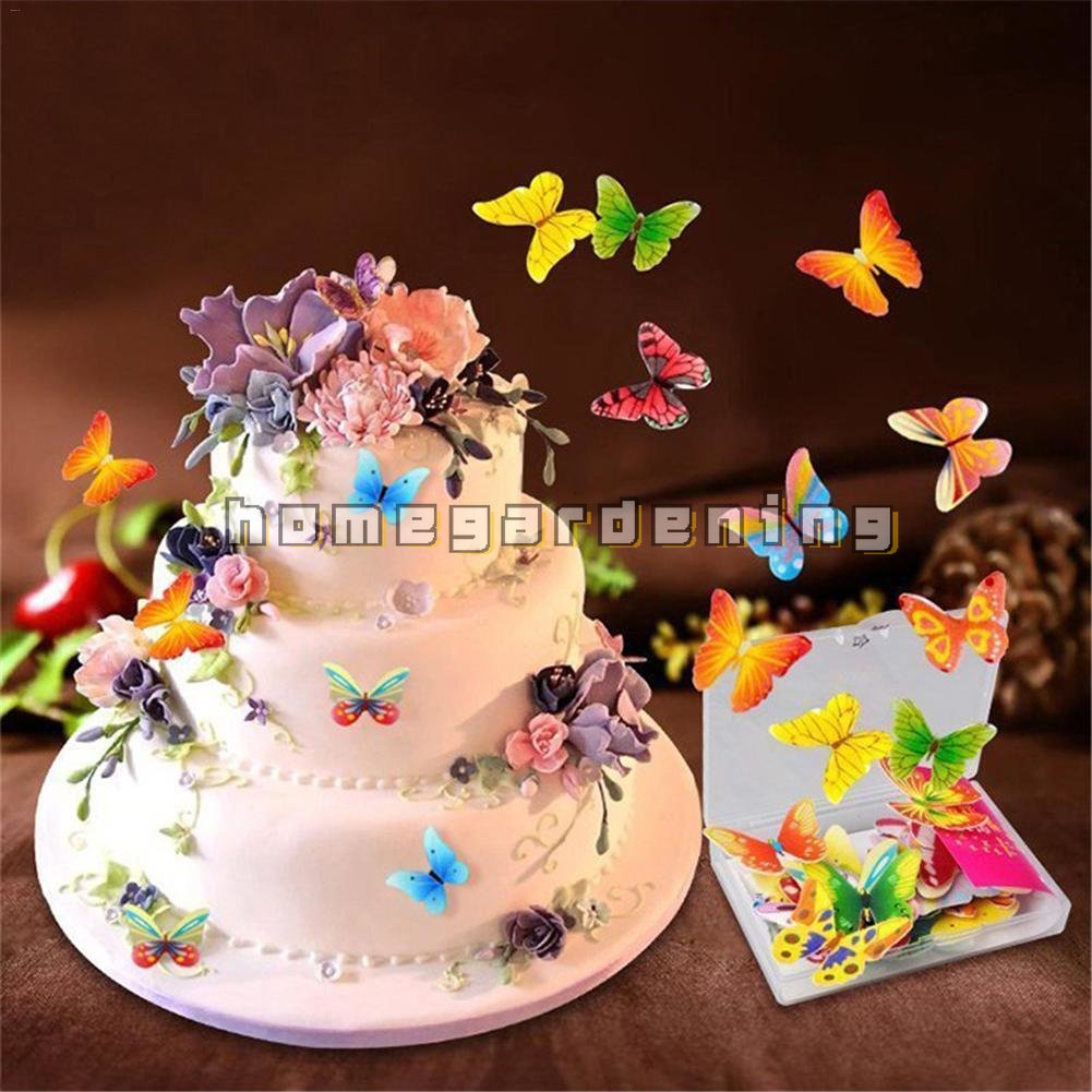 Set 100 / 360 Bươm Bướm Nhiều Kích Cỡ Dùng Để Trang Trí Bánh Kem Tiện Dụng