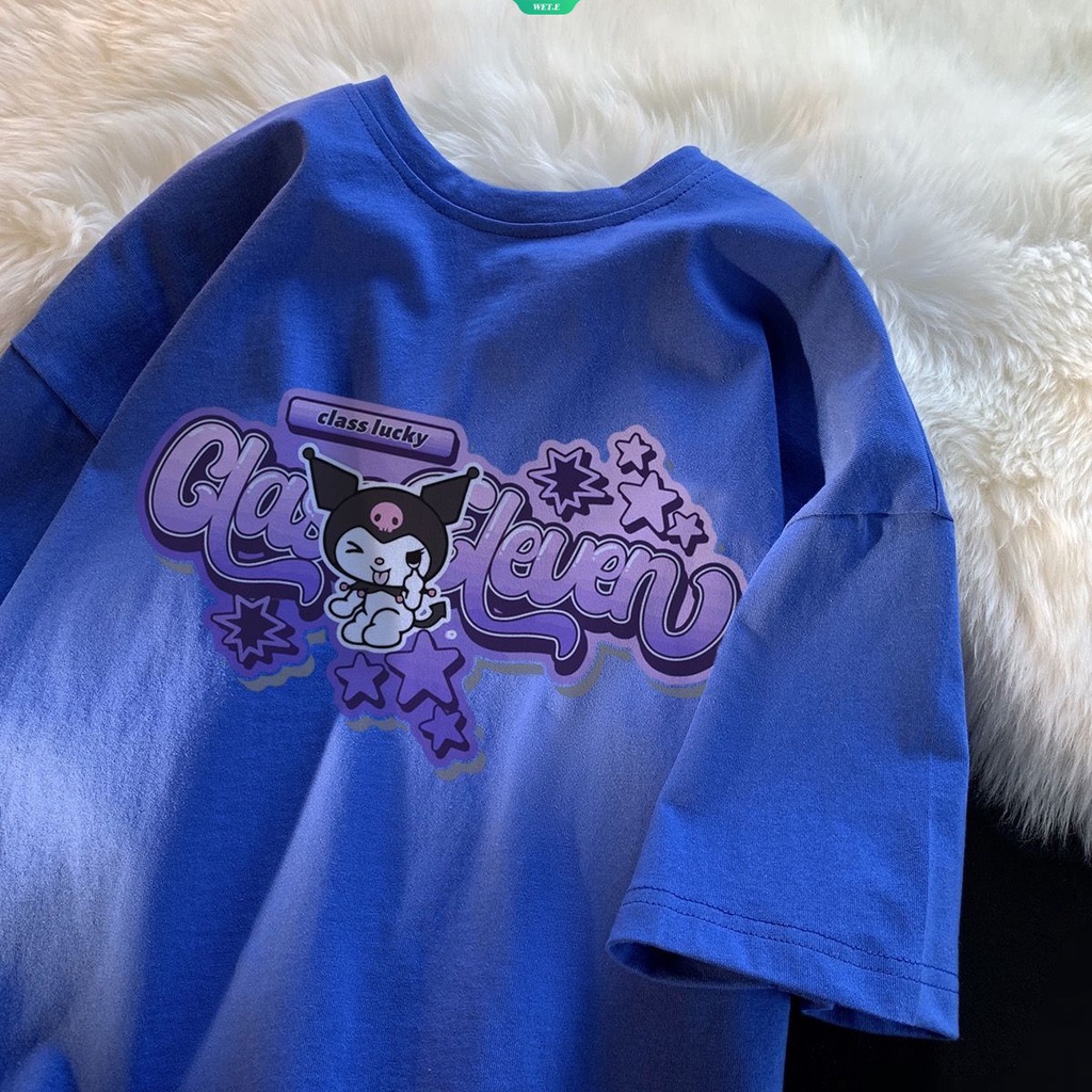 Áo Thun Cotton Mỏng Dáng Rộng Tay Ngắn In Hoạt Hình Sanrio Kulomi Phong Cách Hàn Quốc 2023 Cho Bé