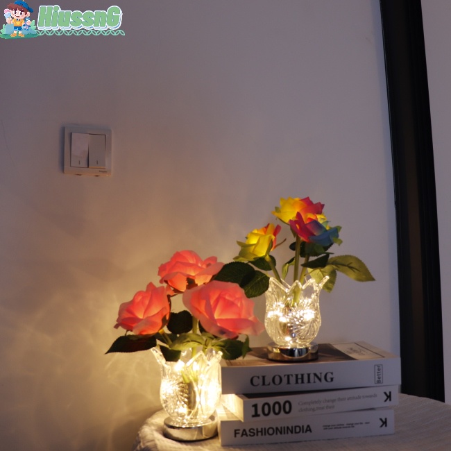 Đèn Led Để Bàn Hình Hoa Hồng Có Thể Sạc Lại