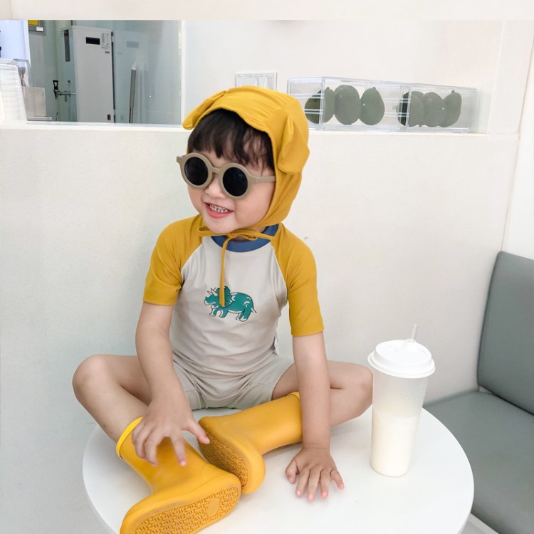Bộ Đồ Bơi Liền Thân 90-130cm Nhanh Khô Họa Tiết Khủng Long Dễ Thương Cho Bé Trai