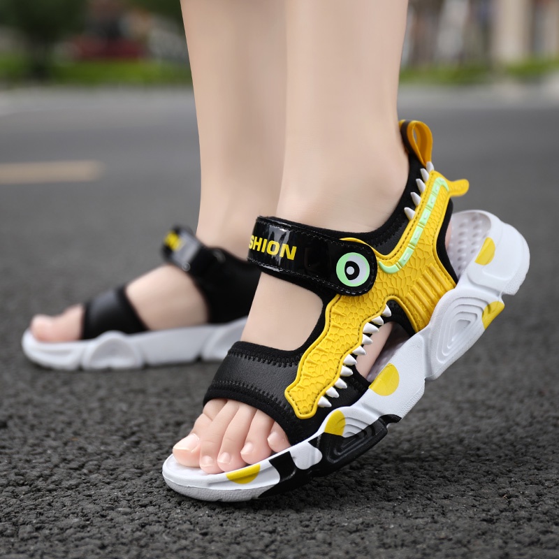 Xăng đan Thể Thao Đế Mềm Thoáng Khí Chống Trượt Hình Khủng Long Cho Bé Trai