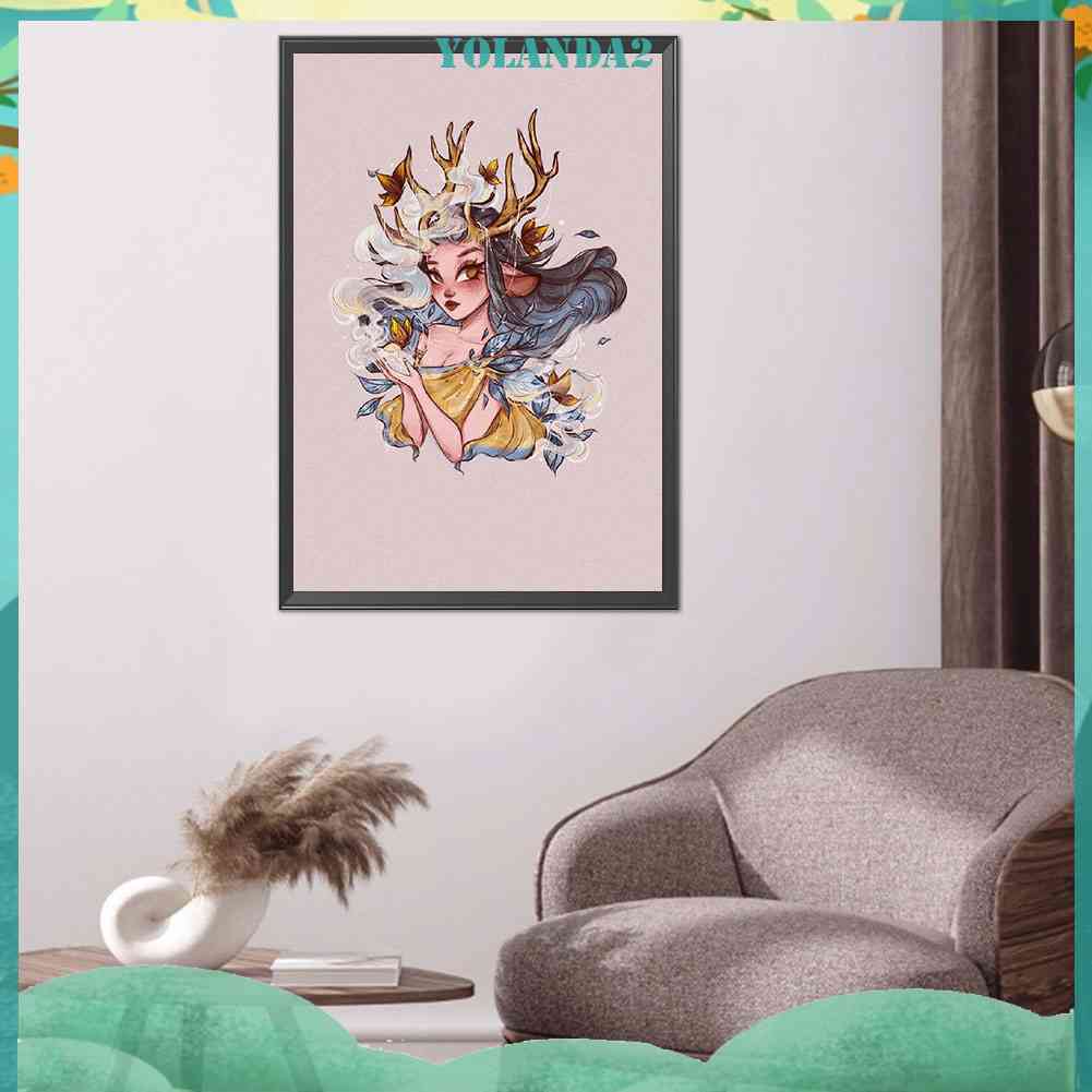 Tranh Đính Đá Kim Cương Toàn Bộ 5D DIY Hình Vẽ Cô Gái Trang Trí Nhà Cửa