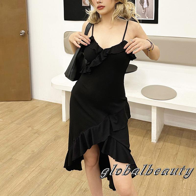 Đầm Hai Dây Mùa Hè Quấn Eo Thấp Gợi Cảm Cho Nữ