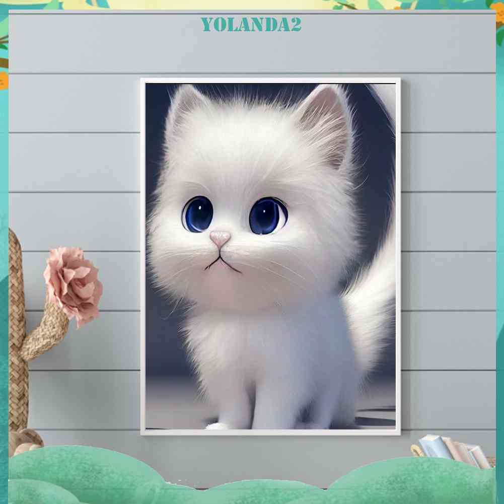 Tranh Đính Đá Kim Cương Toàn Bộ 5D DIY Hình Vẽ Mèo Trang Trí Nhà Cửa