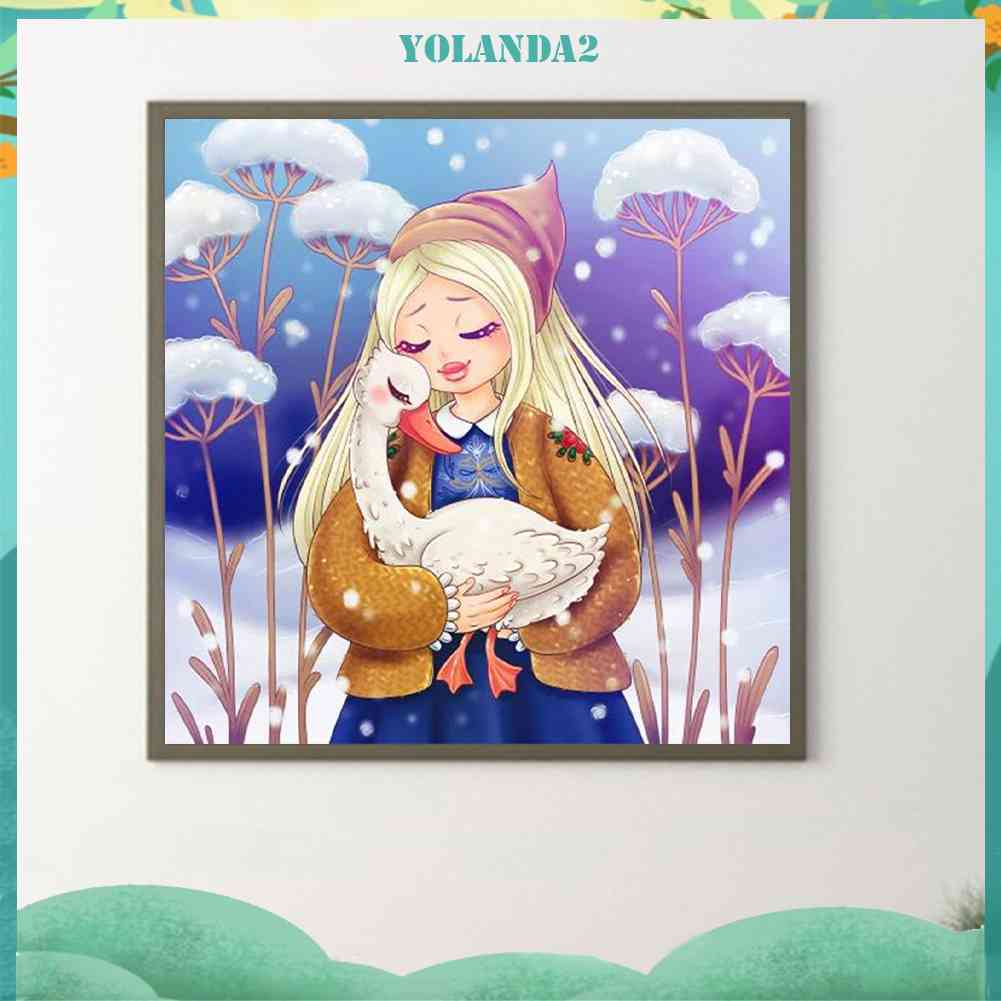 Tranh Đính Đá Kim Cương Toàn Bộ 5D DIY Hình Vẽ Cô Gái Trang Trí Nhà Cửa