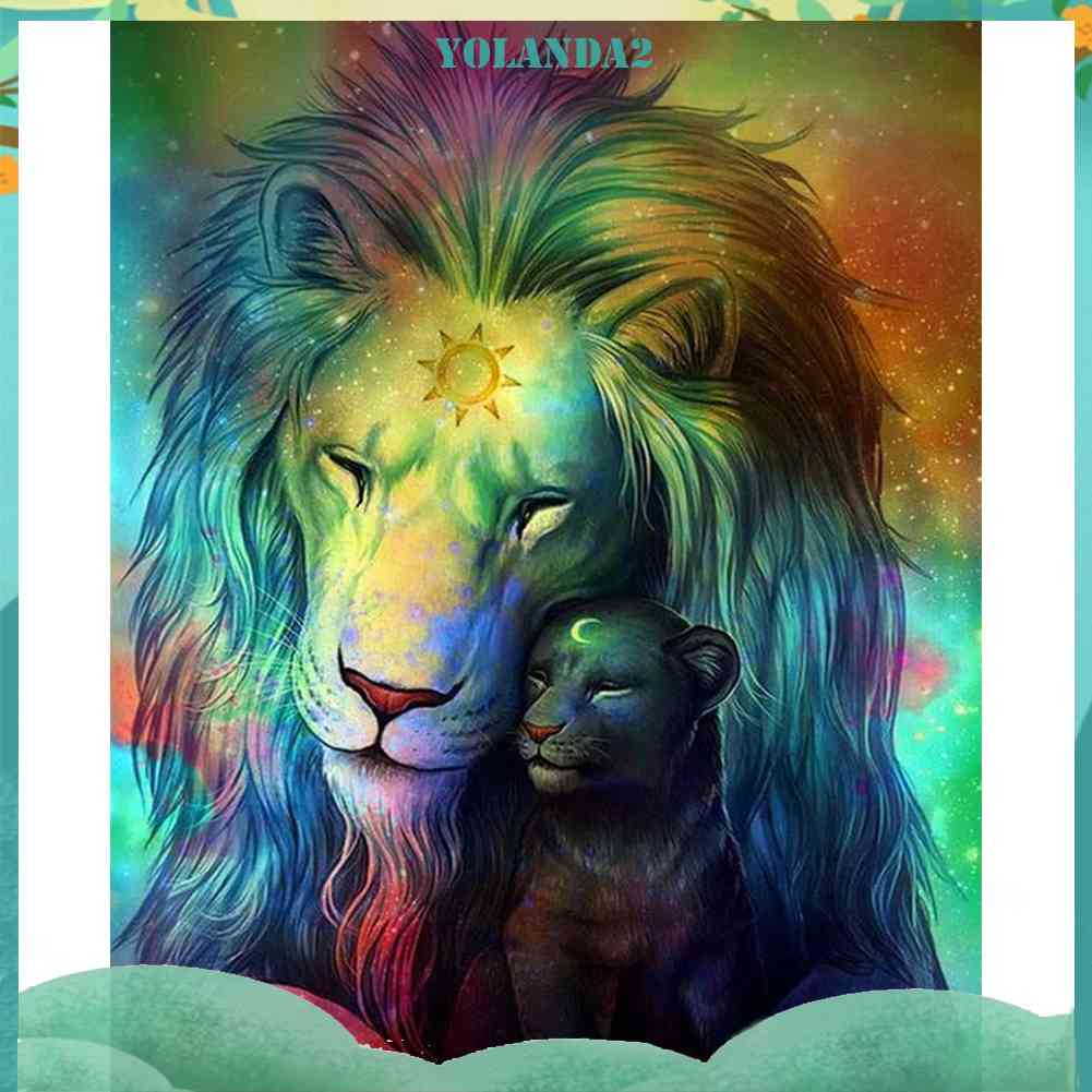 Tranh Đính Đá Kim Cương Toàn Bộ 5D DIY Hình Vẽ Con Sư Tử