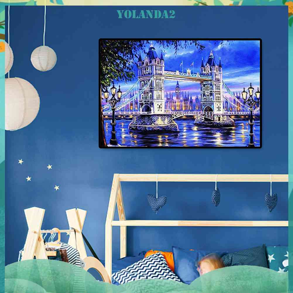 Tranh Đính Đá Kim Cương Toàn Bộ 5D DIY Hình Cây Cầu Tháp London