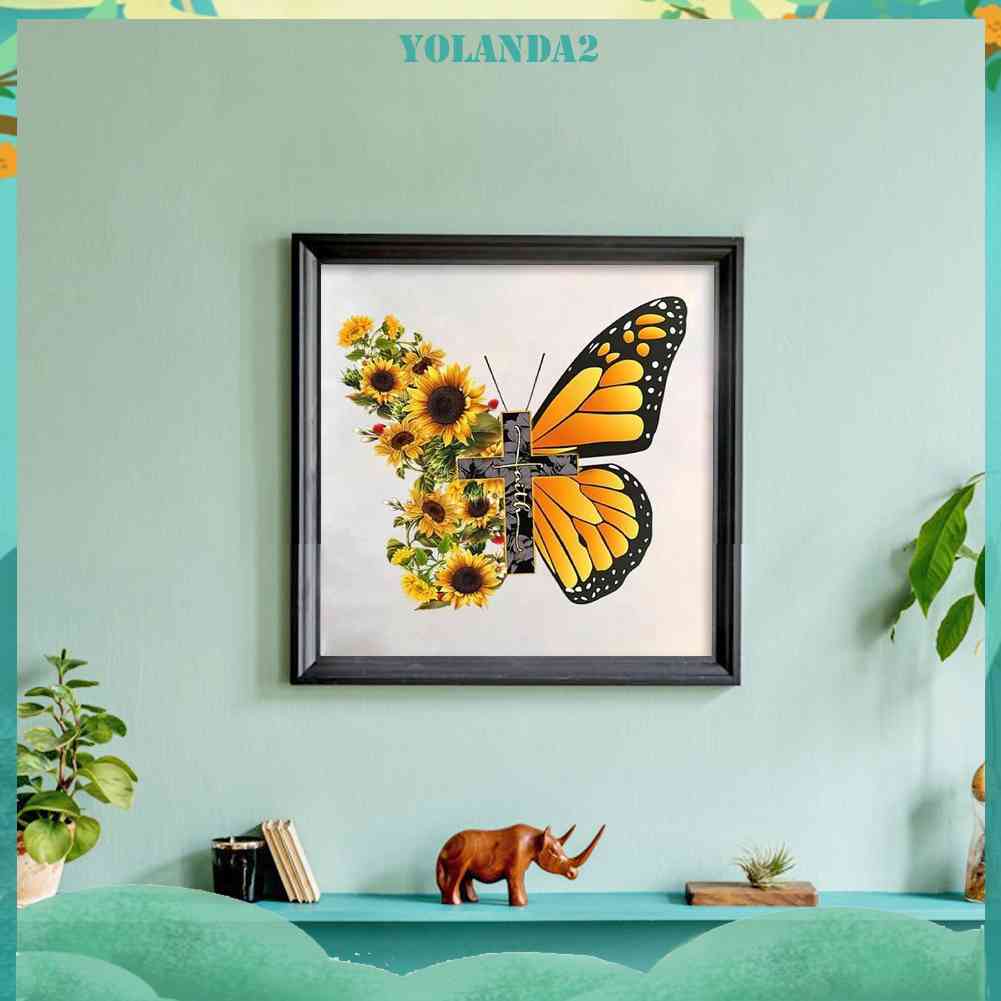 Tranh Đính Đá Kim Cương Toàn Bộ 5D DIY Hình Vẽ Hoa Hướng Dương Bướm