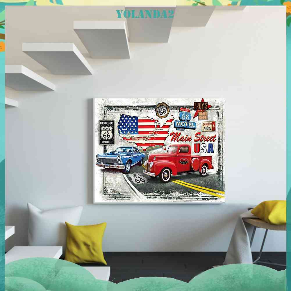 Tranh Đính Đá Kim Cương Toàn Diện DIY Hình Xe Hơi Cổ Điển