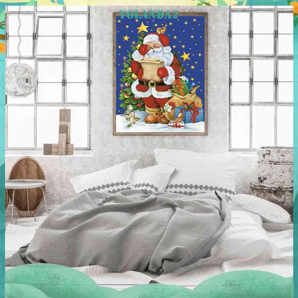 Tranh Đính Đá Kim Cương Toàn Bộ 5D DIY Hình Vẽ Ông Già Noel