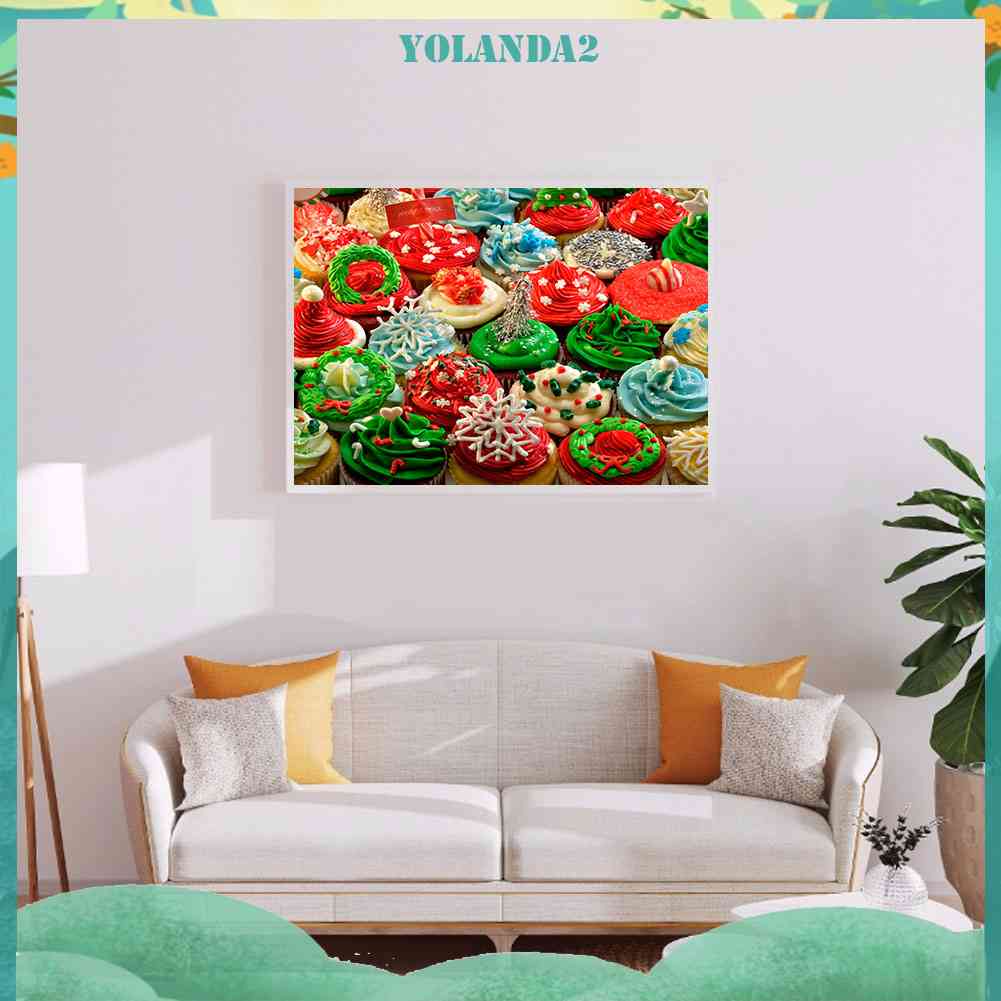 Tranh Đính Đá Kim Cương Toàn Bộ 5D DIY Hình Bánh Kem Giáng Sinh