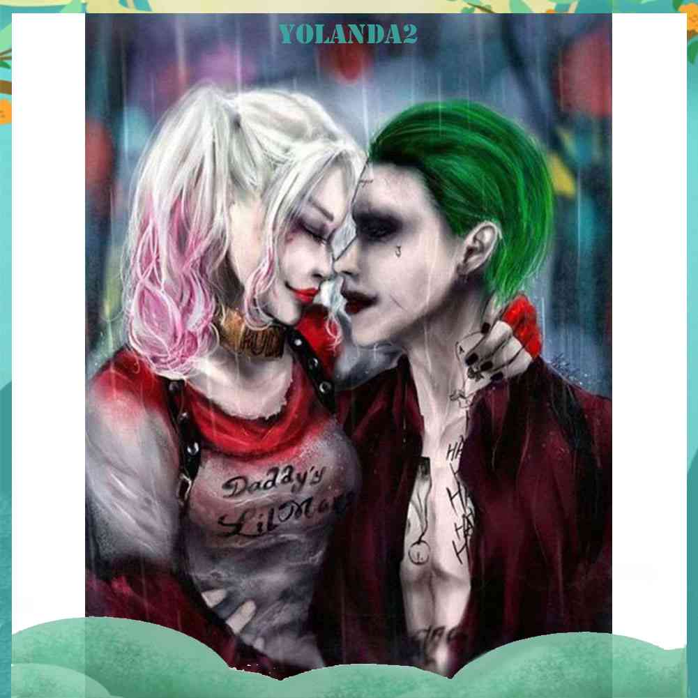 Tranh Đính Đá Kim Cương Toàn Bộ 5D DIY Hình Vẽ Chú Hề Và Cô Gái