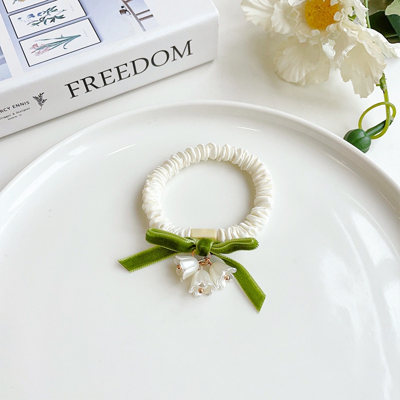 Dây Cột Tóc Lụa Co Giãn Đính Nơ Phong Cách Hàn Quốc Cao Cấp