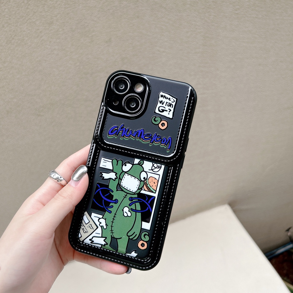 Ốp Điện Thoại TPU Dẻo Đen In Hình Ếch Hoạt Hình Sáng Tạo Cho iPhone11 12 13 14 Pro Max