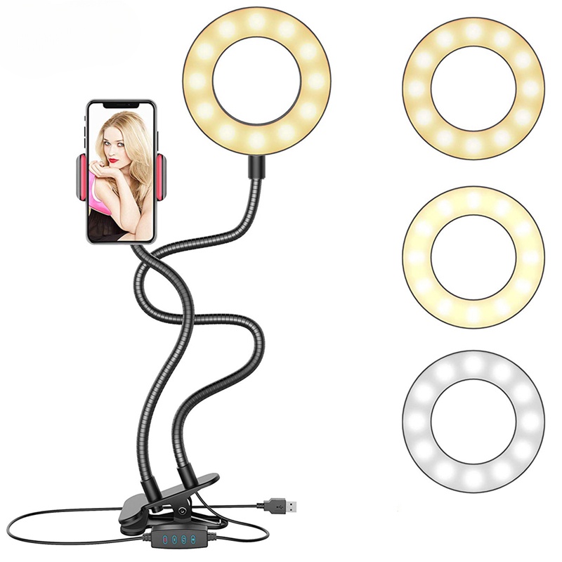 Đèn LED Hình Tròn 2023 Có Giá Đỡ Điện Thoại Linh Hoạt Hỗ Trợ Quay Youtube Live Stream / Nhà Bếp / Văn Phòng