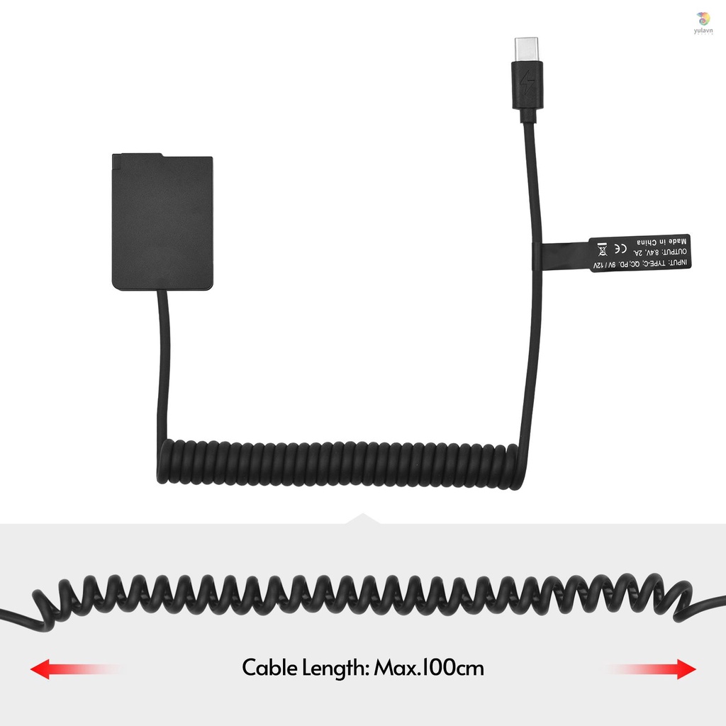 Đầu Nối Pin Andoer DMW-DCC8 USB-C BLC12 Có Lò Xo Cổng USB Type-C Thay Thế Cho Panasonic Lumix DMC-FZ300 FZ1000 FZ2000 G5 G