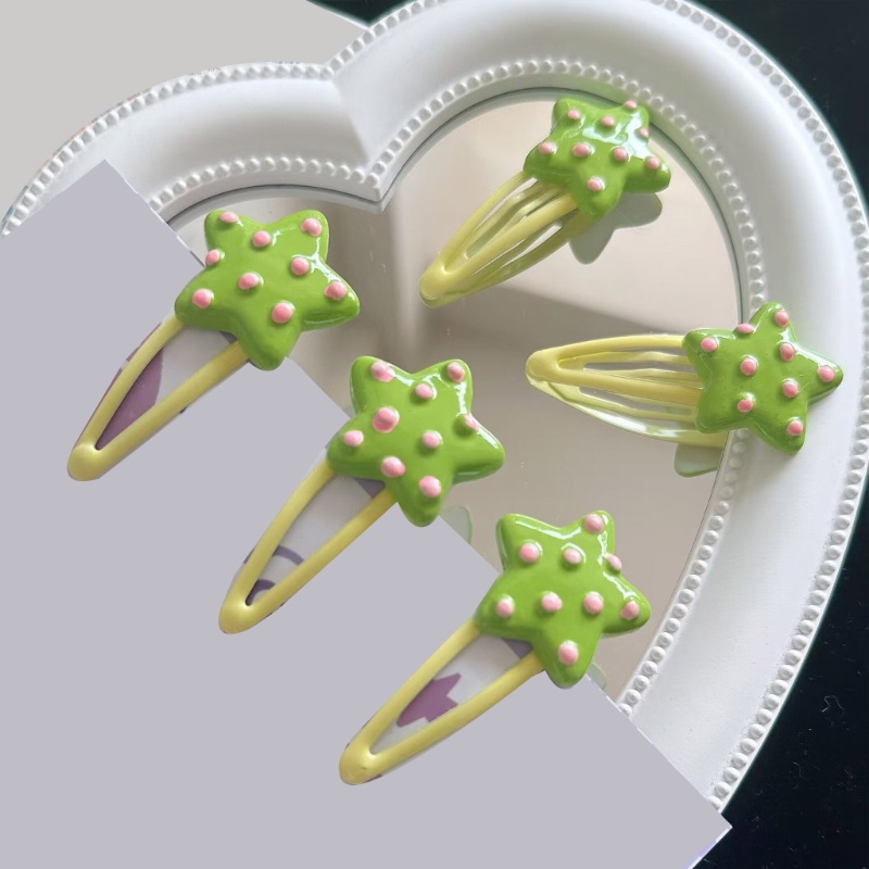 Kẹp Tóc Hình Ngôi Sao Màu Xanh Lá Chống Trượt Thời Trang Mùa Hè Cho Nữ