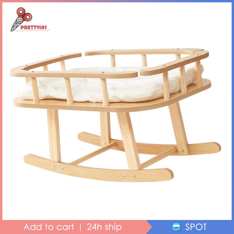 [Prettyia1] Võng Khung Gỗ Cho Mèo Nằm Ngủ Có Đệm Lót