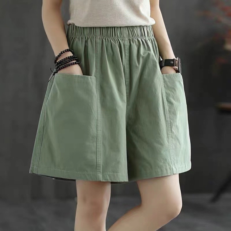 Quần Short Cotton Nhiều Túi Dáng Rộng Phong Cách Thể Thao Thời Trang Mùa Hè Cho Nữ