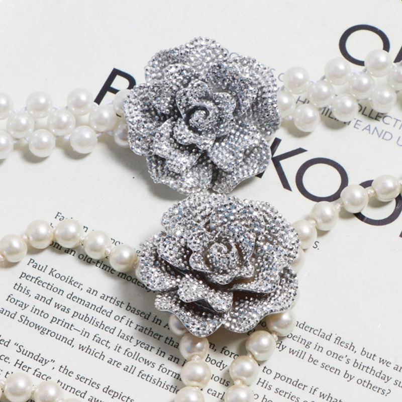 Thắt Lưng Dây Xích Dài Đính Hoa Và Ngọc Trai Nhân Tạo Cho Nữ