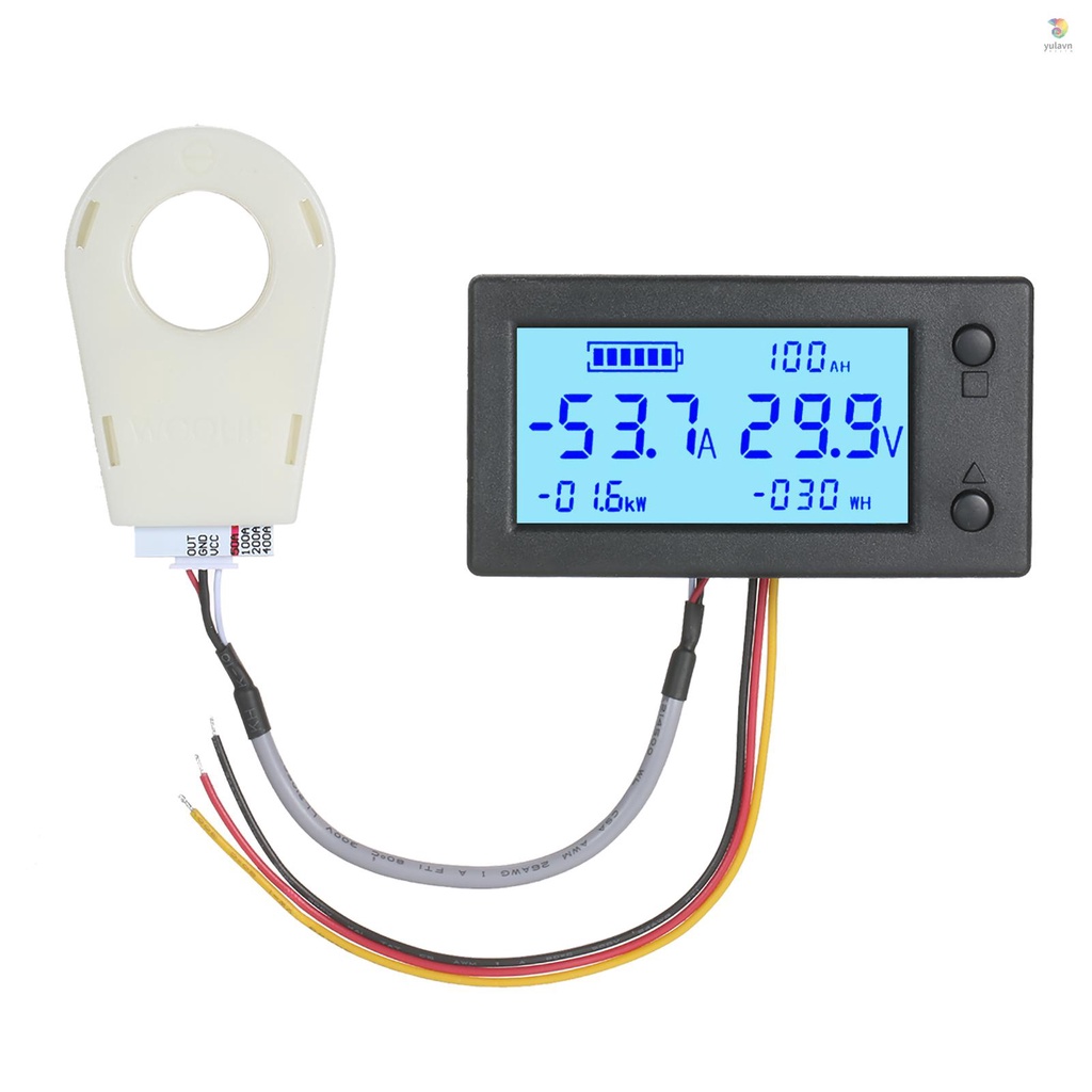 Đồng Hồ Đo Dung Lượng Pin Kỹ Thuật Số DC 5V ~ 90V Màn Hình LCD Cảm Biến 5 Trong 1