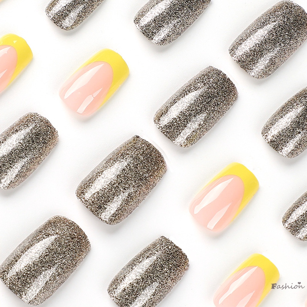 Bộ Móng Tay Giả Hình Vuông Lấp Lánh Thời Trang