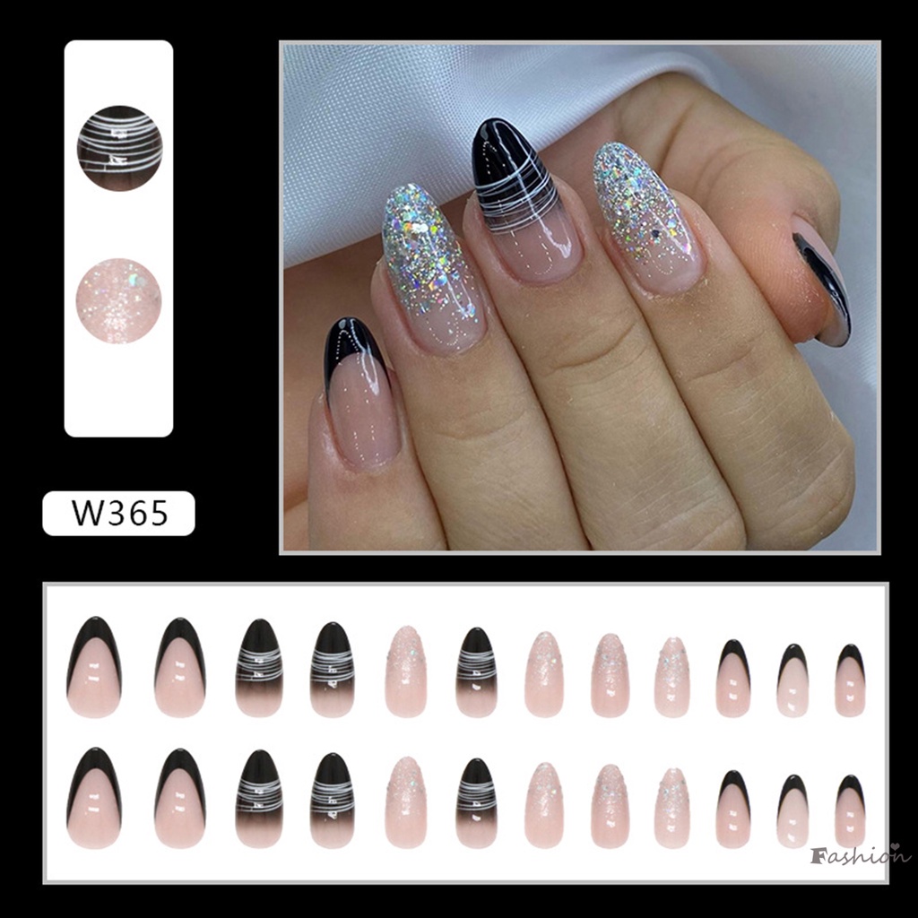 Móng Tay Giả Đính Kim Sa Màu Trắng Ngọt Ngào Và Quyến Rũ Có Thể Tái Sử Dụng