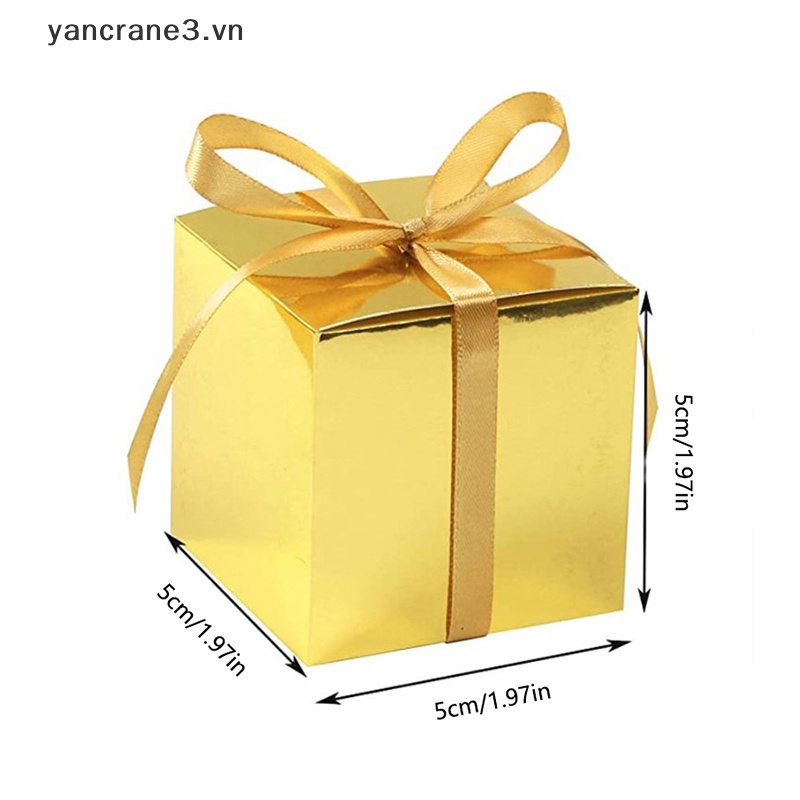 Set 10 Hộp Giấy Vuông Đựng Kẹo / Sô Cô La Cho Đám Cưới yancrane3.vn