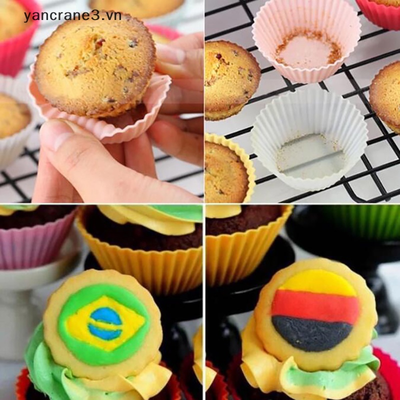 Bộ 5 Khuôn Silicone Tròn 7cm Làm Bánh Muffin / Cupcake DIY {yancrane3.vn}