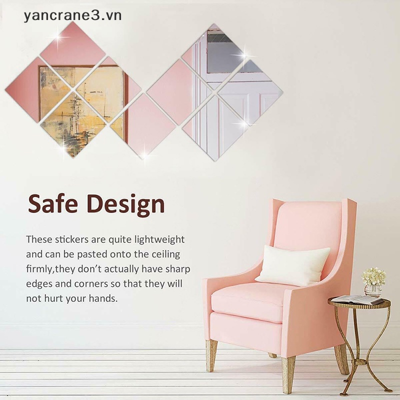 Set 16 Miếng Dán Tráng Gương Tự Dính DIY yancrane3.vn