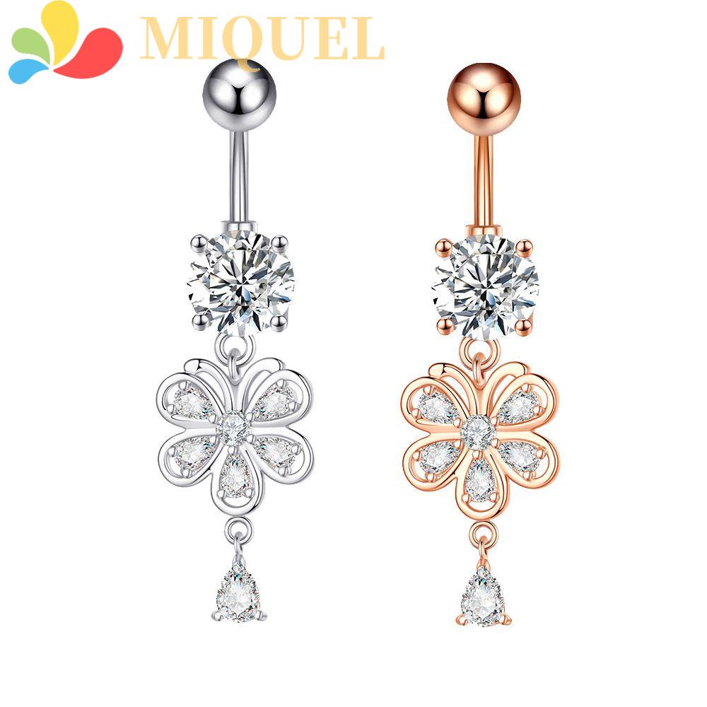 Khuyên RốN HìNh Hoa BướM BằNg ThéP Không Gỉ|Khuyên Rốn Đính Đá Zircon Thời Trang