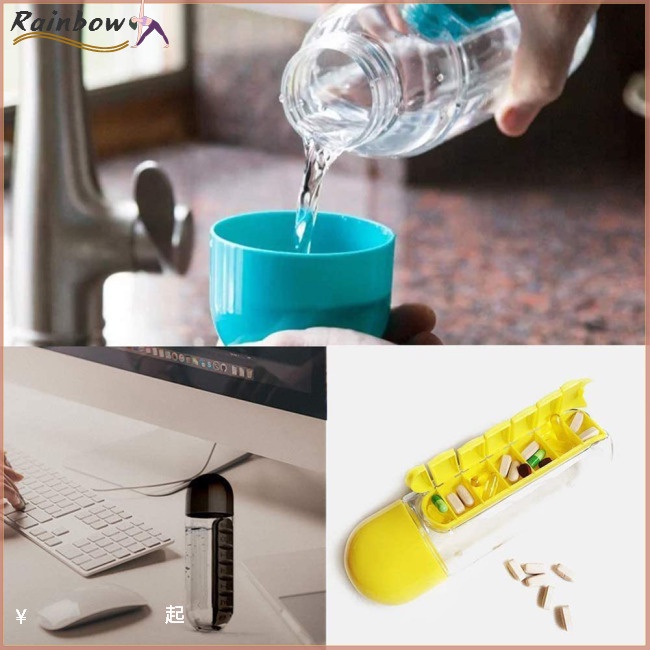 Bình Đựng Thuốc 7 Ngày Dung Tích Lớn 600ml 2 Trong 1 Tiện Dụng