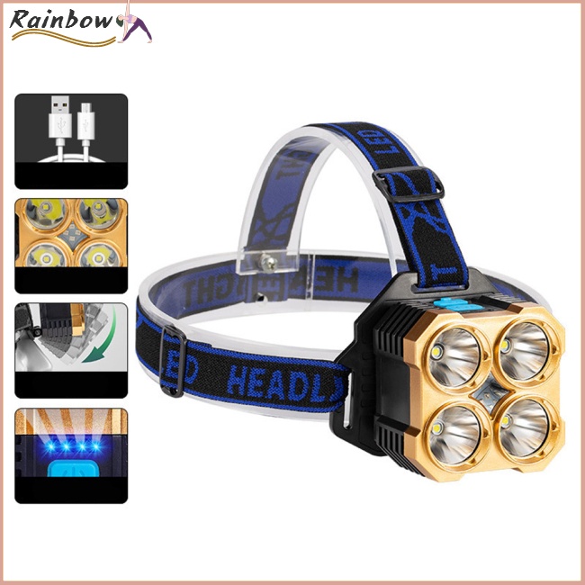 Đèn Pin Đeo Đầu Đa Năng Tùy Chỉnh 90 Độ Kèm Sạc Usb Tiện Dụng Chất Lượng Cao