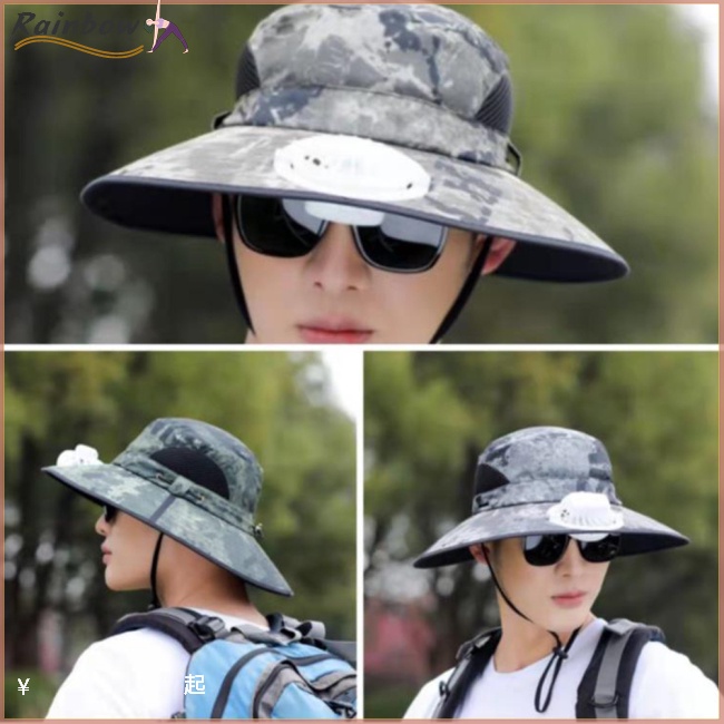 Mũ Xô Vành Rộng Thoáng Khí Chống Nắng Có Thể Tháo Rời Kèm Quạt Có Thể Điều Chỉnh