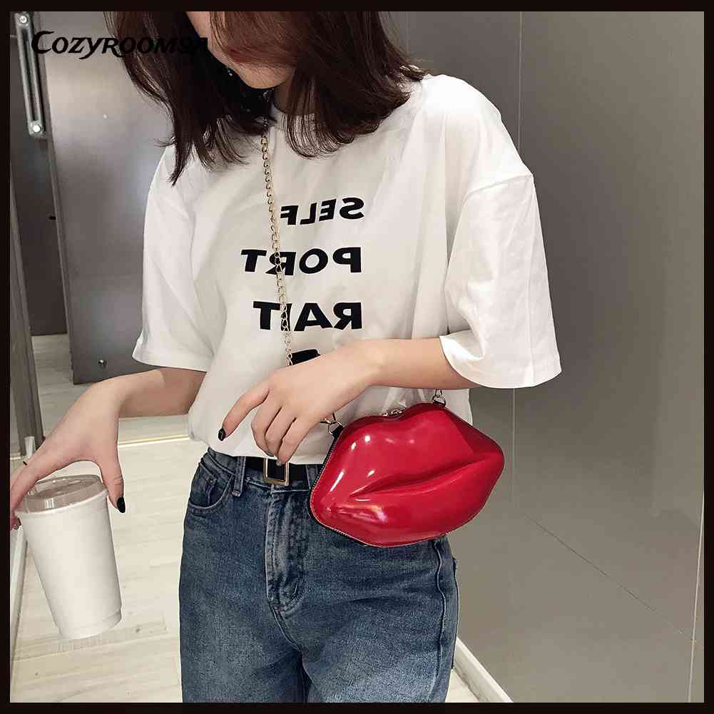 Túi Đeo Chéo PVC Hình Đôi Môi Cho Nữ