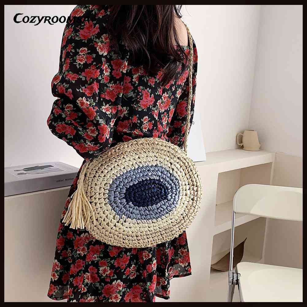 Túi Xách Đan Rơm Nhiều Màu Sắc Thời Trang Đi Biển Cho Nữ