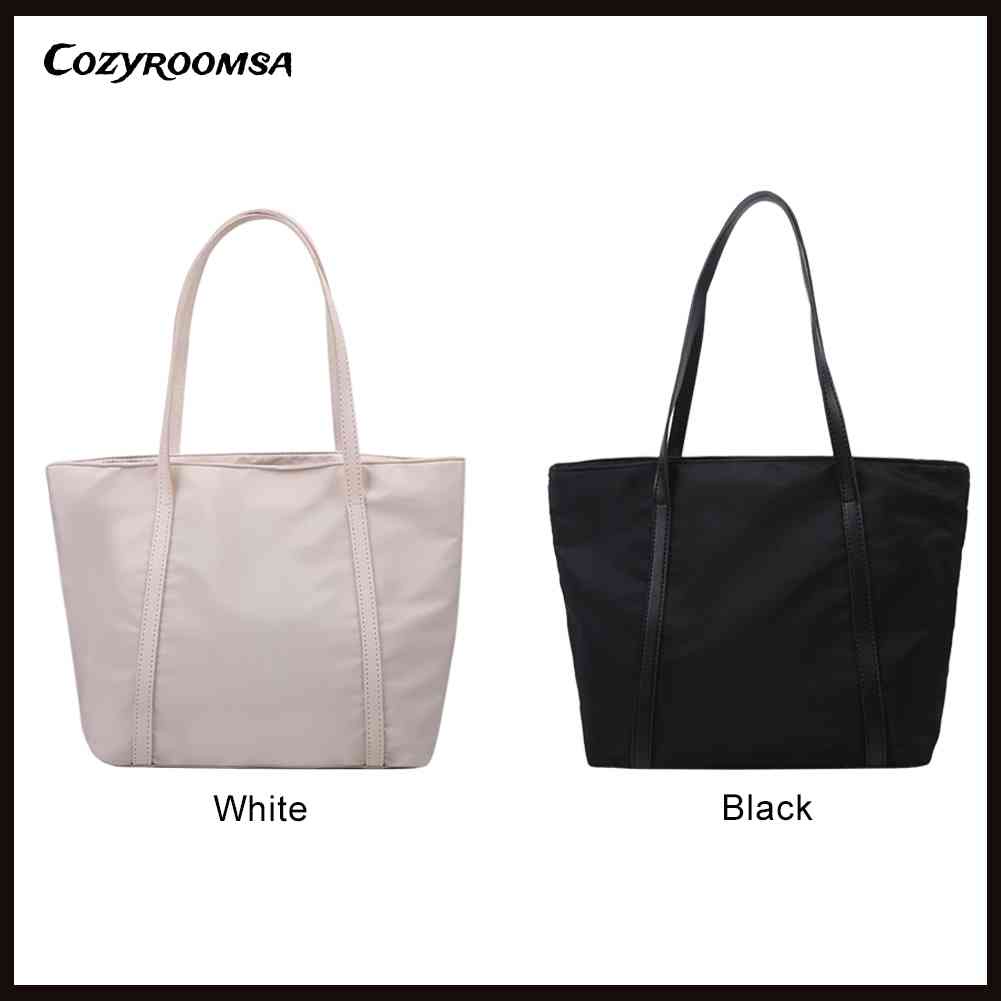 Túi Xách Đeo Vai Vải Oxford Màu Trơn Sức Chứa Lớn Thời Trang Cho Nữ