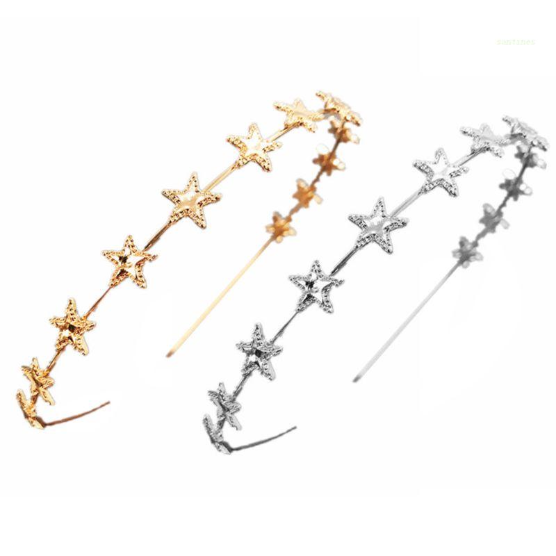 San * Băng Đô Mỏng Màu Vàng / Bạc Hình Ngôi Sao Năm Cánh Lấp Lánh Phong Cách Hàn Quốc Cho Nữ D