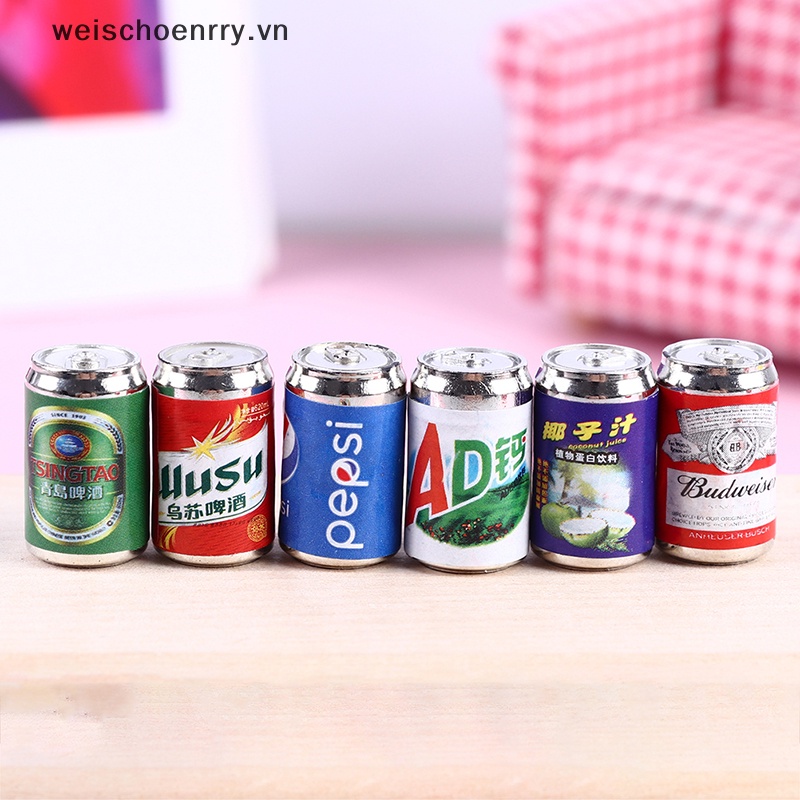 Set 4 Mô Hình Lon Soda Mini Tỉ Lệ 1 / 12 Trang Trí Nhà Búp Bê