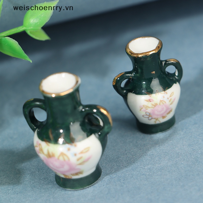 Set 2 Bình Gốm Mini Trang Trí Nhà Búp Bê