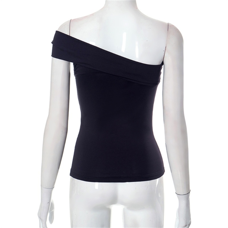Áo Croptop Trễ Vai Màu Trơn Thiết Kế Hở Lưng Quyến Rũ