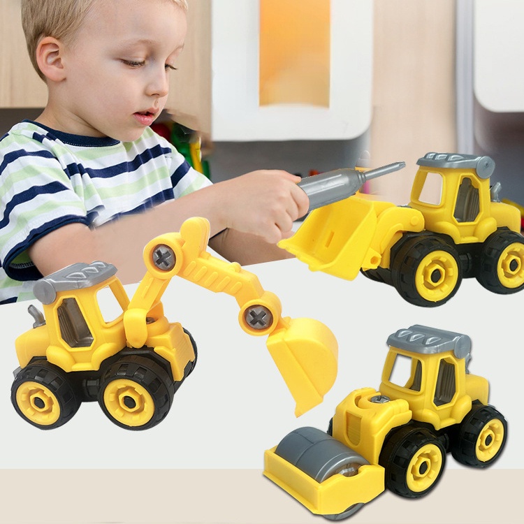 Đồ chơi trẻ em Lắp Ráp Mô Hình Xe Xúc Đất Kèm Ốc Vít