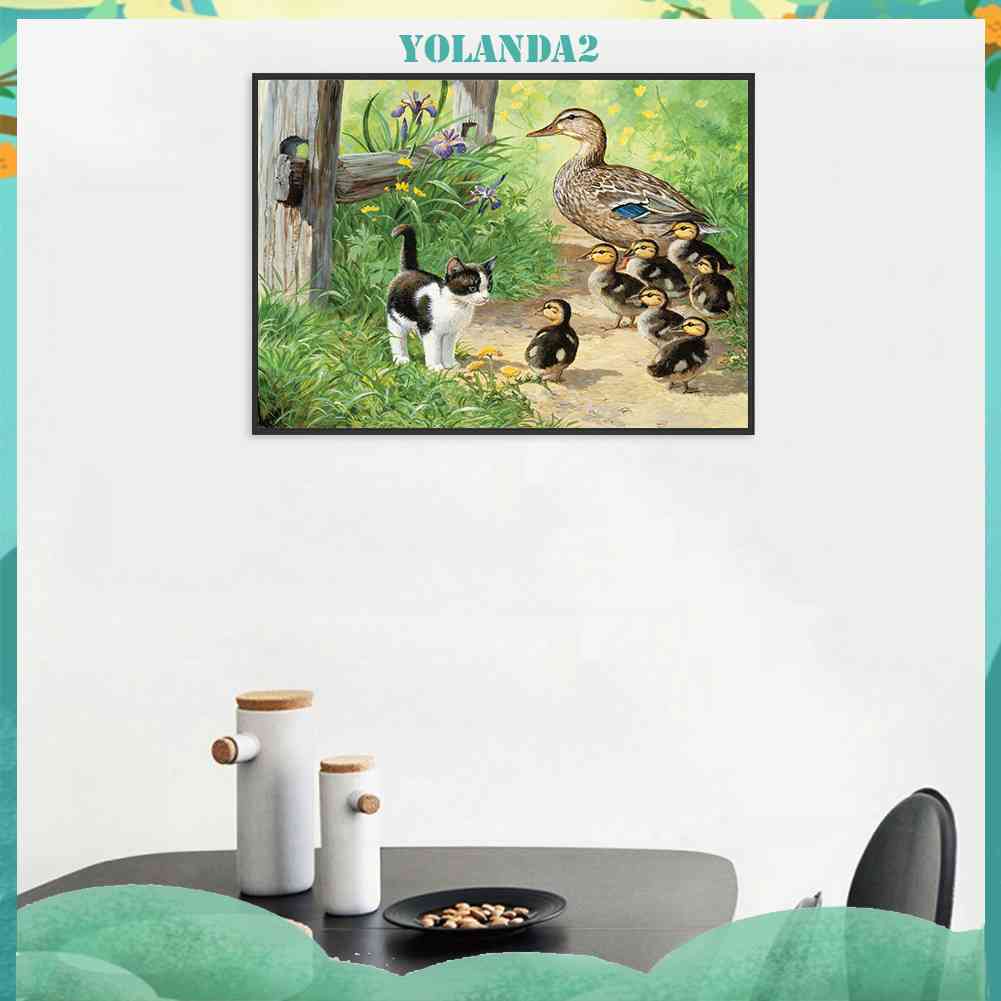 5D DIY Full Drill Diamond Painting Village Cat Ducks Cross Stitch Embroider