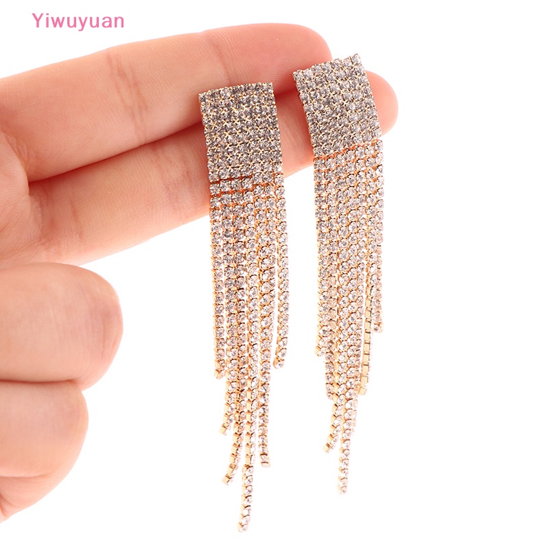 < Yiwuyuan > Bông Tai Bạc S925 Dáng Dài Đính Pha Lê Lấp Lánh Phong Cách Cổ Điển Mới Cho Nữ